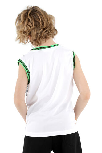 Slazenger DAFINA Boys' Sleeveless T-Shirt White - Green - Thumbnail