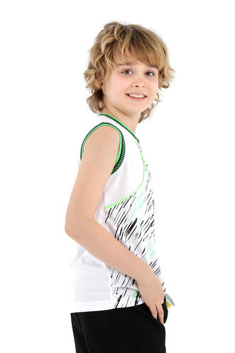 Slazenger DAFINA Boys' Sleeveless T-Shirt White - Green - Thumbnail