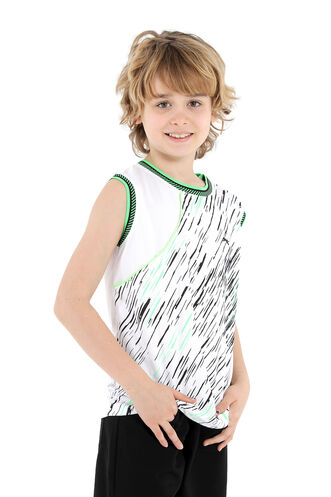 Slazenger DAFINA Boys' Sleeveless T-Shirt White - Green - Thumbnail