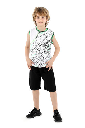 Slazenger DAFINA Boys' Sleeveless T-Shirt White - Green - Thumbnail