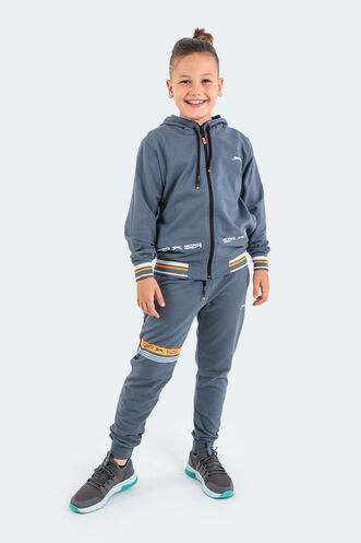 Slazenger DIODOR Unisex Children's Tracksuit Dark Grey - Thumbnail