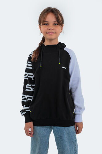 Slazenger DRAVEN Children's Unisex Sweatshirt Black - White - Thumbnail