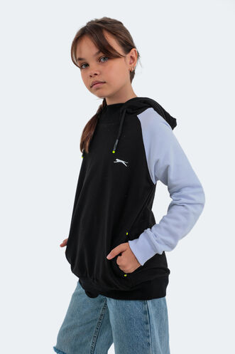 Slazenger DRAVEN Children's Unisex Sweatshirt Black - White - Thumbnail