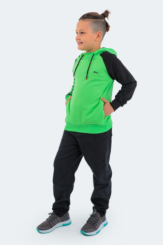 Slazenger DRAVEN Children's Unisex Sweatshirt Green - Gray - Thumbnail