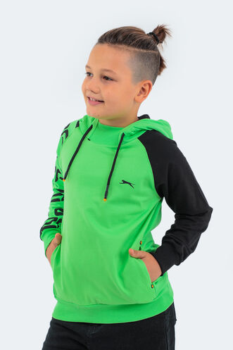 Slazenger DRAVEN Children's Unisex Sweatshirt Green - Gray - Thumbnail