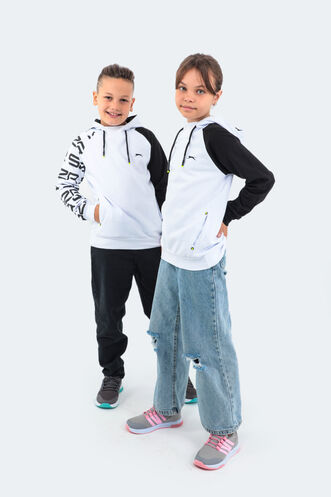 Slazenger DRAVEN Children's Unisex Sweatshirt White - Black - Thumbnail