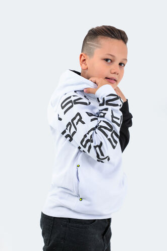 Slazenger DRAVEN Children's Unisex Sweatshirt White - Black - Thumbnail