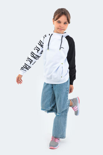 Slazenger DRAVEN Children's Unisex Sweatshirt White - Black - Thumbnail