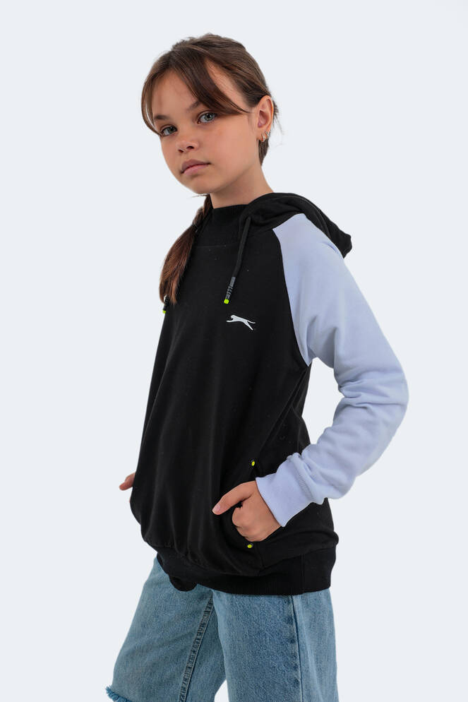 Slazenger DRAVEN Unisex Çocuk Sweatshirt Siyah - Beyaz