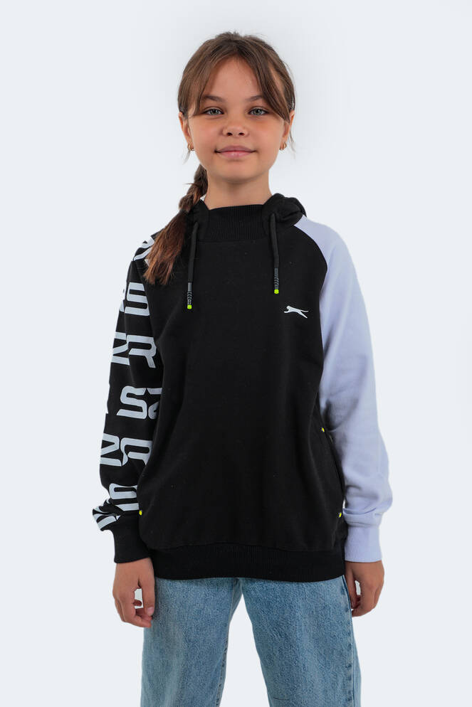 Slazenger DRAVEN Unisex Çocuk Sweatshirt Siyah - Beyaz