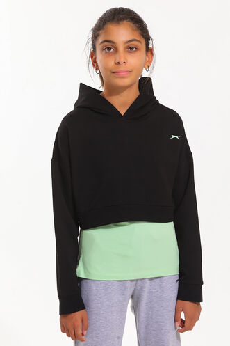 Slazenger DUA Girl Child Sweatshirt Black - Green - Thumbnail