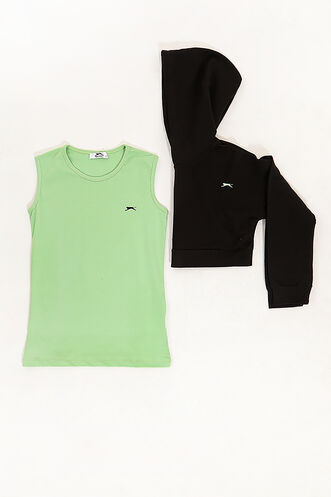 Slazenger DUA Girl Child Sweatshirt Black - Green - Thumbnail