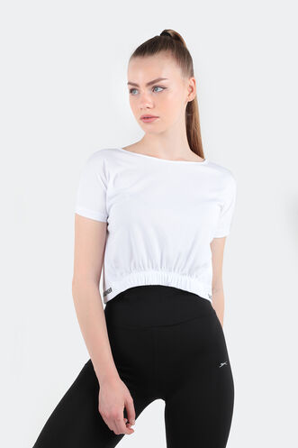 Slazenger GERSHOM Kadın Fitness T-Shirt Beyaz - Thumbnail