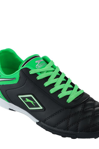 Slazenger HUGO HS Football Boys Indoor Soccer Shoes Black - Green - Thumbnail