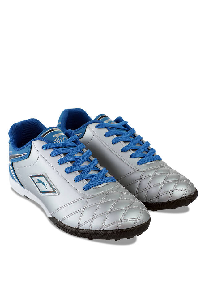 Slazenger HUGO HS Football Boys Indoor Soccer Shoes Gray - Blue