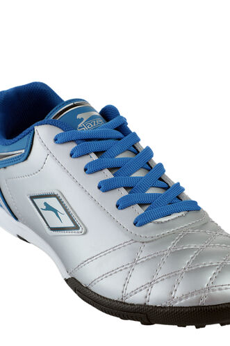 Slazenger HUGO HS Football Boys Indoor Soccer Shoes Gray - Blue - Thumbnail