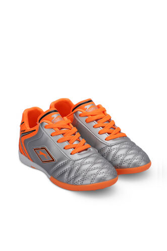 Slazenger HUGO HS Football Boys Indoor Soccer Shoes Gray - Orange - Thumbnail