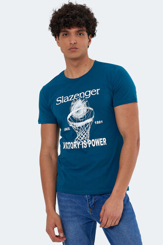 Slazenger KALEB Men's Short Sleeve T-Shirt Petrol - Thumbnail