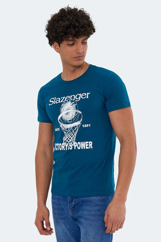 Slazenger KALEB Men's Short Sleeve T-Shirt Petrol - Thumbnail