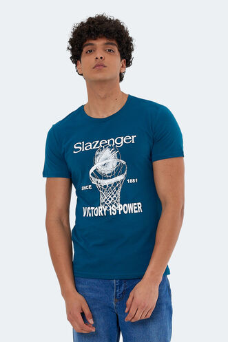 Slazenger KALEB Men's Short Sleeve T-Shirt Petrol - Thumbnail