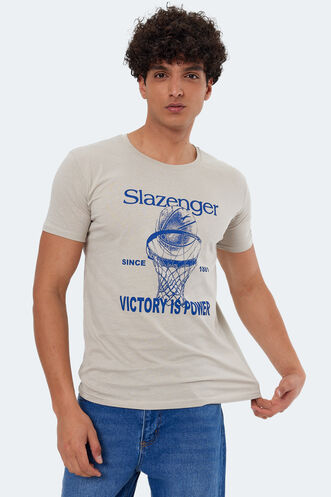 Slazenger KALEB Men's Short Sleeve T-Shirt Stone Grey - Thumbnail