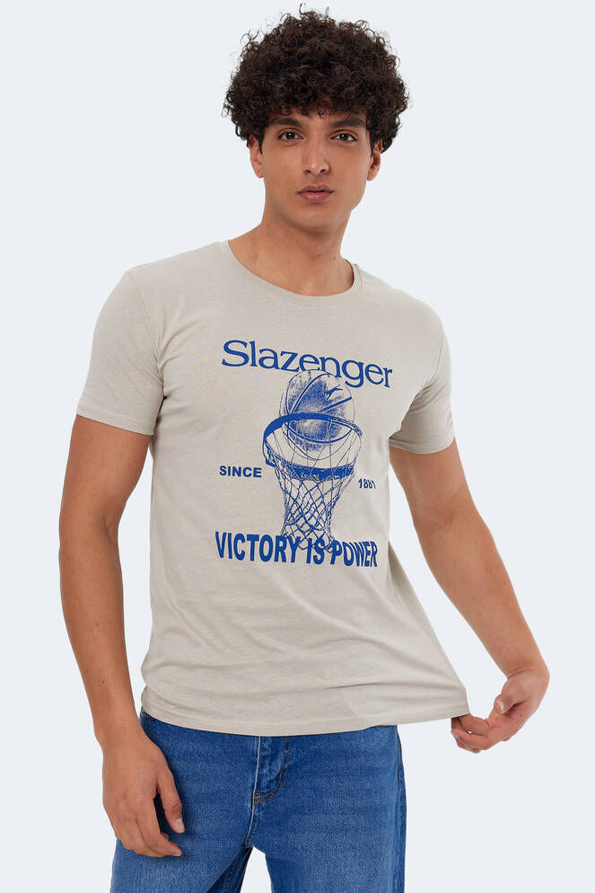 Slazenger KALEB Men's Short Sleeve T-Shirt Stone Grey