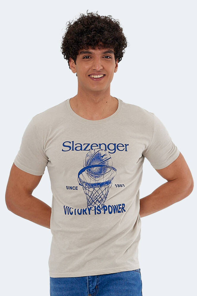 Slazenger KALEB Men's Short Sleeve T-Shirt Stone Grey