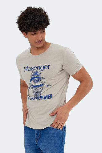 Slazenger KALEB Men's Short Sleeve T-Shirt Stone Grey - Thumbnail