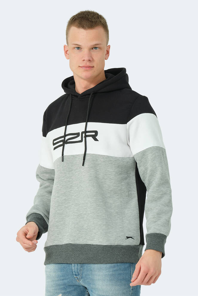 Slazenger KEINAN Erkek Sweatshirt Siyah - Beyaz