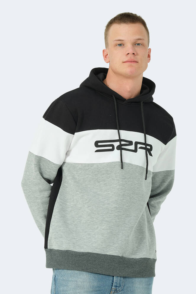 Slazenger KEINAN Erkek Sweatshirt Siyah - Beyaz