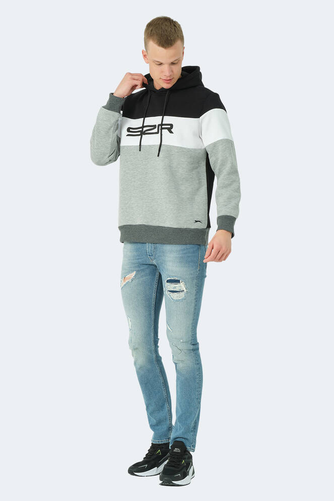 Slazenger KEINAN Erkek Sweatshirt Siyah - Beyaz