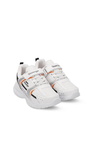 Slazenger KENDALL Unisex Kids Sneaker Shoes White - Orange - Thumbnail