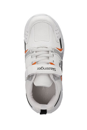 Slazenger KENDALL Unisex Kids Sneaker Shoes White - Orange - Thumbnail