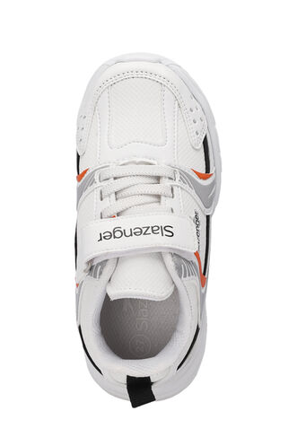 Slazenger KENDALL Unisex Kids Sneaker Shoes White - Orange - Thumbnail