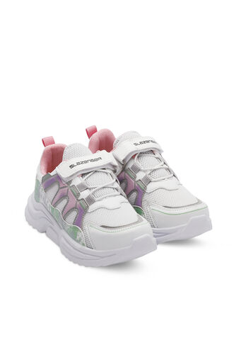 Slazenger KIKI Girls' Kids' Sneaker Shoes White - Green - Thumbnail