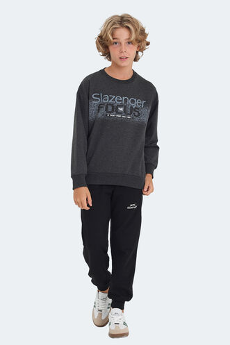 Slazenger LAST Unisex Çocuk Sweatshirt Koyu Gri - Thumbnail