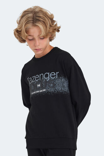 Slazenger LAST Unisex Çocuk Sweatshirt Siyah - Thumbnail