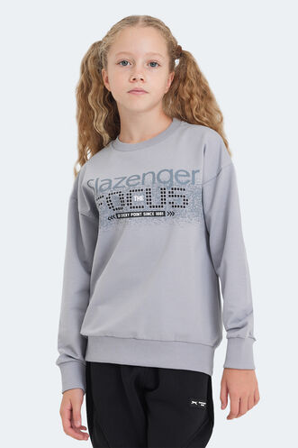 Slazenger LAST Unisex Çocuk Sweatshirt Taş Gri - Thumbnail