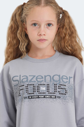 Slazenger LAST Unisex Çocuk Sweatshirt Taş Gri - Thumbnail