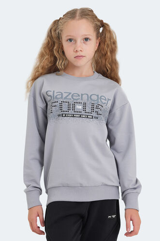 Slazenger LAST Unisex Çocuk Sweatshirt Taş Gri - Thumbnail