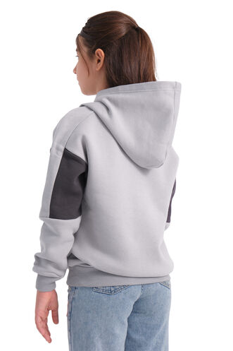 Slazenger LAYNE Unisex Çocuk Sweatshirt Gri - Siyah - Thumbnail