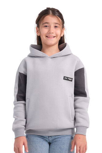 Slazenger LAYNE Unisex Çocuk Sweatshirt Gri - Siyah - Thumbnail