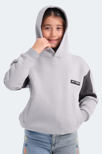 Slazenger LAYNE Unisex Çocuk Sweatshirt Gri - Siyah - Thumbnail