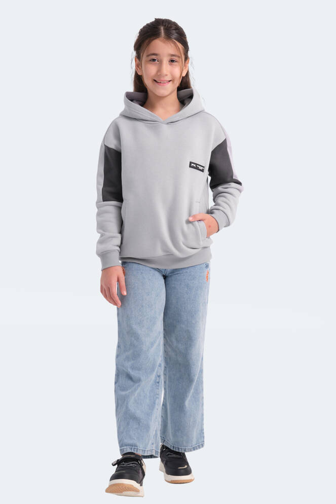 Slazenger LAYNE Unisex Çocuk Sweatshirt Gri - Siyah