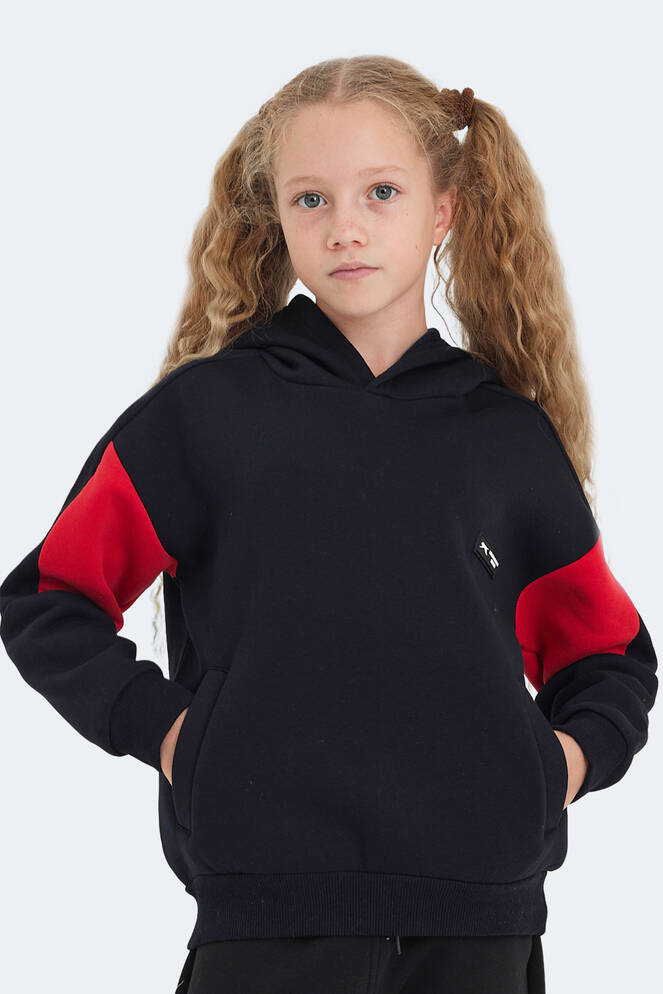 Slazenger LAYNE Unisex Çocuk Sweatshirt Lacivert - Kırmızı