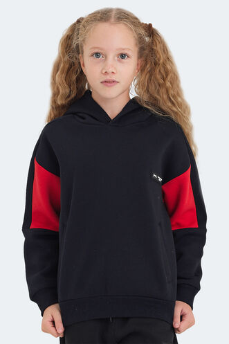 Slazenger LAYNE Unisex Çocuk Sweatshirt Lacivert - Kırmızı - Thumbnail