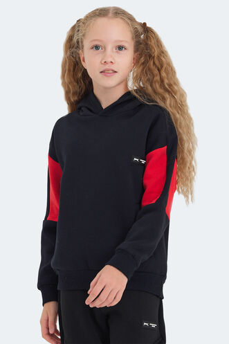 Slazenger LAYNE Unisex Çocuk Sweatshirt Lacivert - Kırmızı - Thumbnail