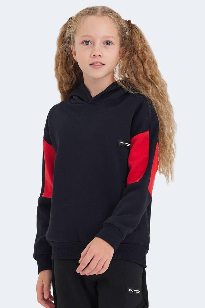 Slazenger LAYNE Unisex Çocuk Sweatshirt Lacivert - Kırmızı