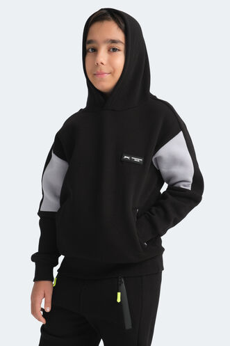 Slazenger LAYNE Unisex Çocuk Sweatshirt Siyah - Gri - Thumbnail