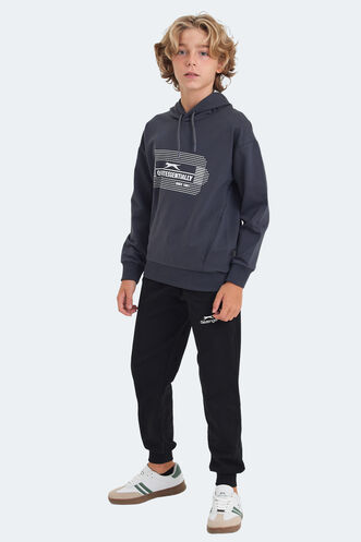 Slazenger LAYO Unisex Çocuk Sweatshirt Koyu Gri - Thumbnail